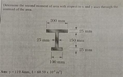 Solved Determine The Second Moment Of Area With Respect To X