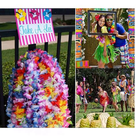 OurWarm 24pcs Hawaiian Party Decorations 100cm Silk Hawaiian Leis ...