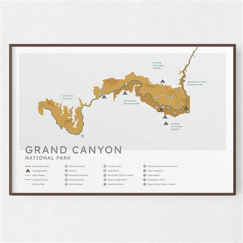 Grand Canyon National Park Map Print - Etsy