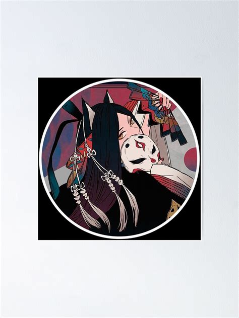 Japanese Geisha Fox Mask Vaporwave Urban Style Poster For Sale By