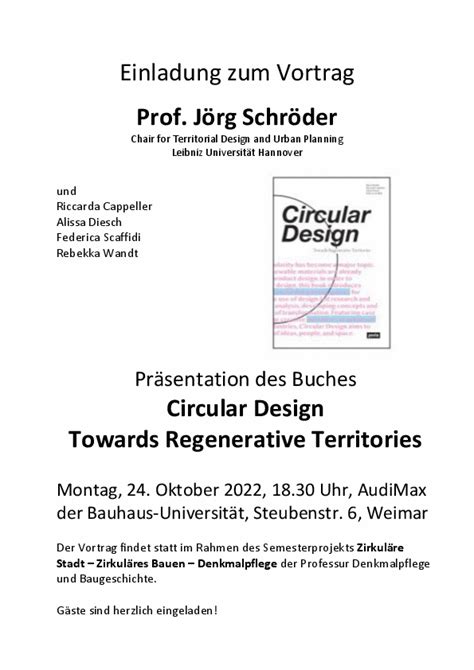 Bauhaus Universität Weimar Einladung zum Vortrag Präsentation des