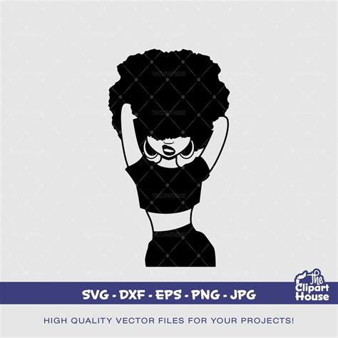 Afro Smirk Pose Silhouette African American Svg Black Woman Svg Afro