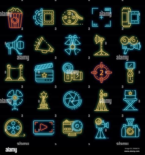 Film Production Icons Set Outline Set Of Film Production Vector Icons