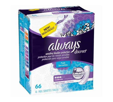 Always Discreet Incontinence Pads Moderate Regular Length 66 Count