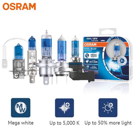 OSRAM H1 H3 H4 H7 H9 H11 9003 9005 9006 HB2 HB3 HB4 Halogen Cool Blue