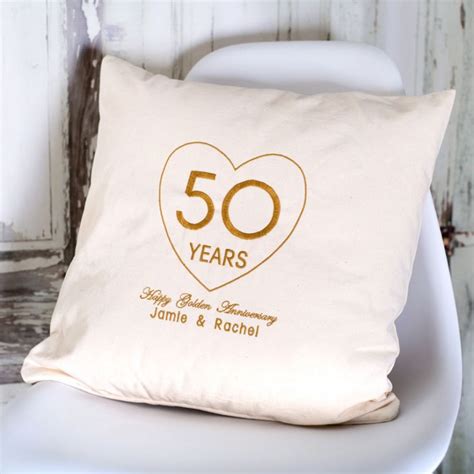 Personalised Embroidered Golden Wedding Anniversary Cushion The Gift