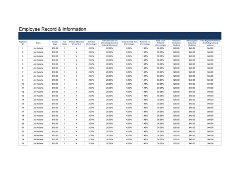 Payroll Chart Template