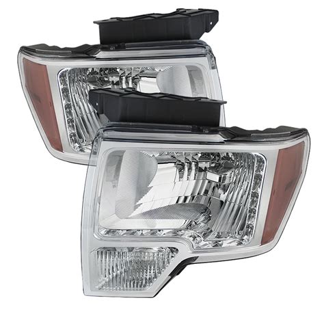 Xtune Ford F150 09 14 Amber Crystal Led Headlights Chrome