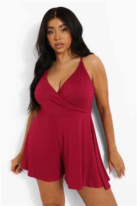 Plus Wrap Flippy Playsuit Boohoo Usa