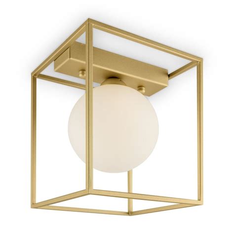 Lámpara de techo cubo metal dorado globo milk g9 cod 3545 Mundo LED