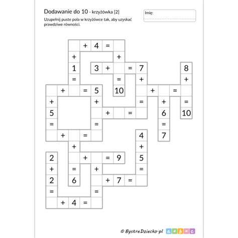 Krzy Wka Matematyczna Zadanie Dodawanie Do Do Druku Matematyka