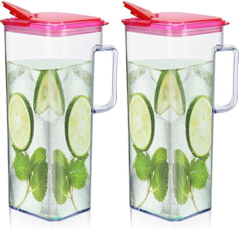 Komax Large Plastic Water Pitcher With Lid Square Water