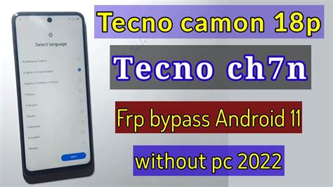 Tecno Camon 18P Tecno Camon 18T Frp Bypass Android 11 12 Google