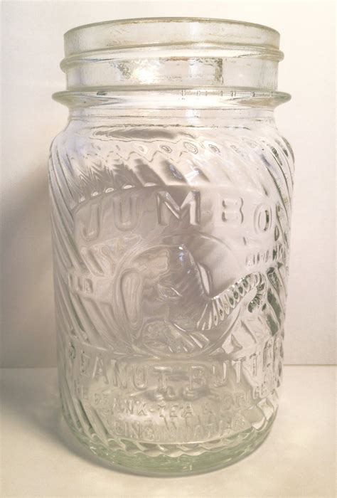 Jumbo Peanut Butter Vintage Glass Jar With Lid By Modernfiction