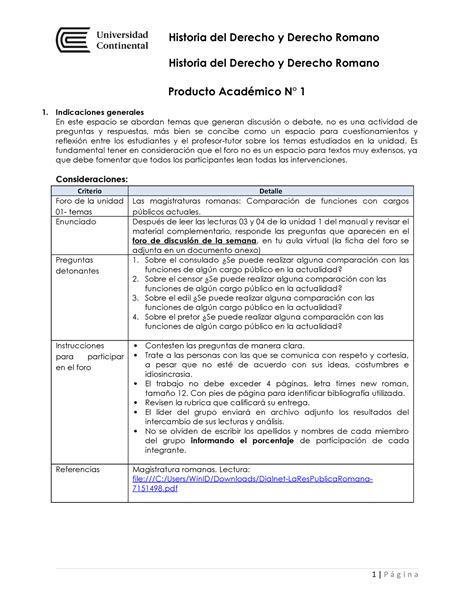 Producto académico 01 Grupo B Producto Académico N 1 Indicaciones