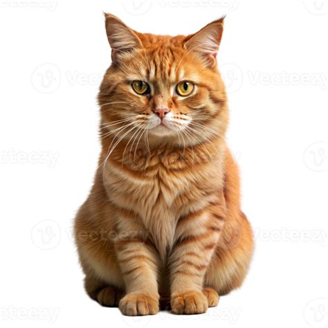 Majestic Ginger Tabby Cat Sitting Alertly Against A Transparent