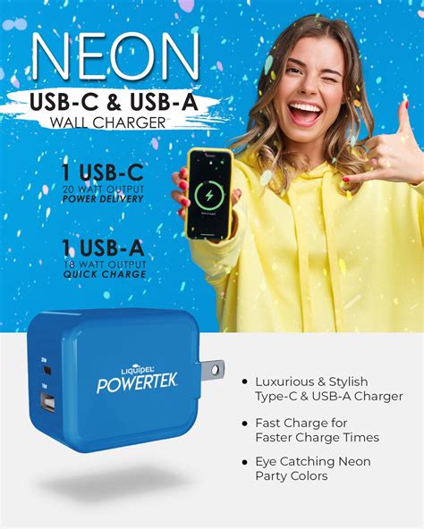 Buy Liquipel Powertek Neon Party W Pd Usb C W And Usb A W Dual