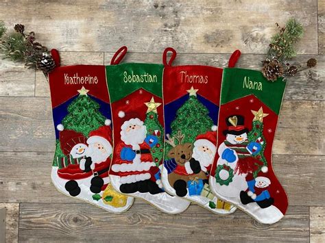 Embroidered Christmas Stockings, Personalized Christmas Stockings, Santa Stocking, Snowman ...