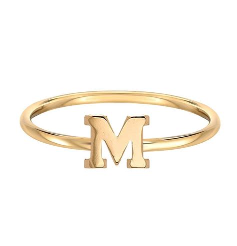 14k Gold Letter Ring 14k Solid Gold Initial Etsy