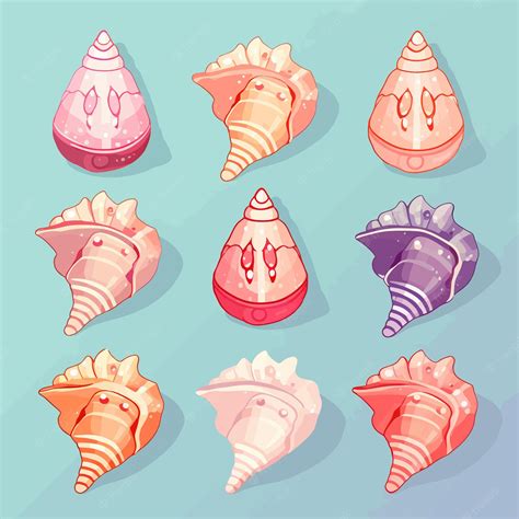 Premium Vector 9 Cute Conch Shell Shapes In Different Colors