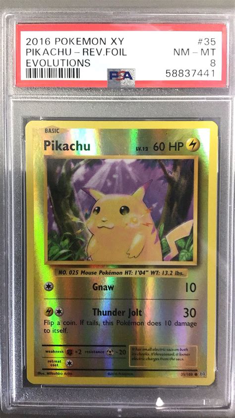 2016 Pokemon Xy Evolutions 35 Pikachu Reverse Foil PSA 8 GameStop