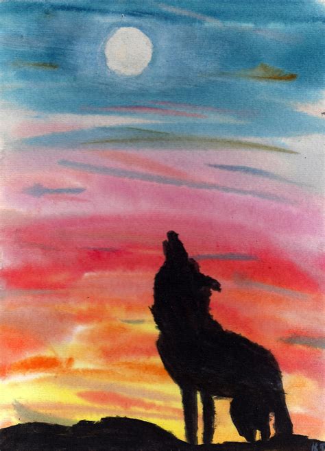 Wolf Silhouette Painting at PaintingValley.com | Explore collection of ...