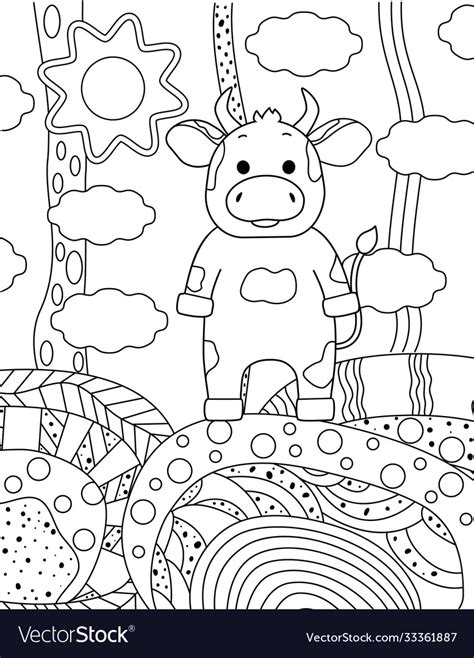 Cute Simple Kids Coloring Book With Bul Royalty Free Vector