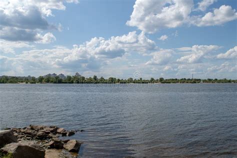 Panoramic Landscape View of Dnipro River and Its Right Bank Stock Photo ...