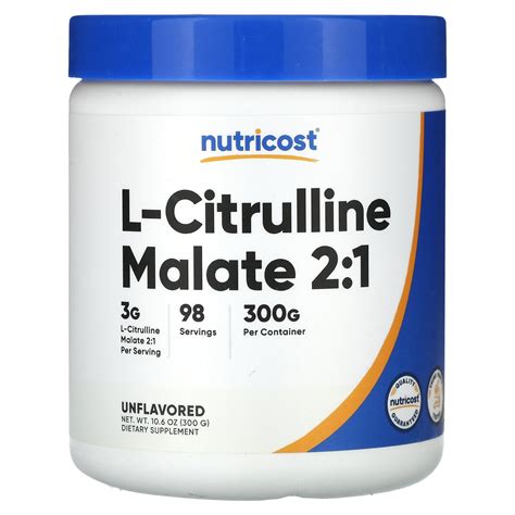 Nutricost L Citrulline Malate 2 1 Powder 300 Grams Unflavored