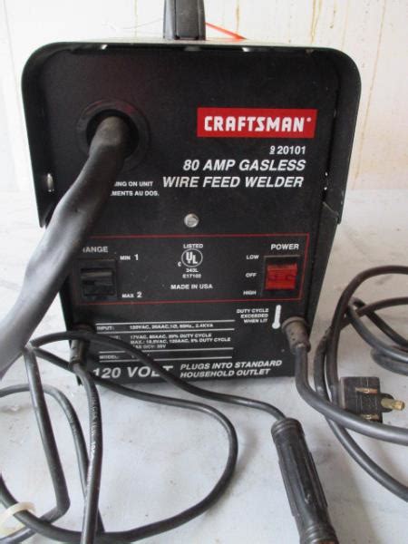 Craftsman Wire Feed Welder Model 920101 80 Amp Gasless 120 Volt