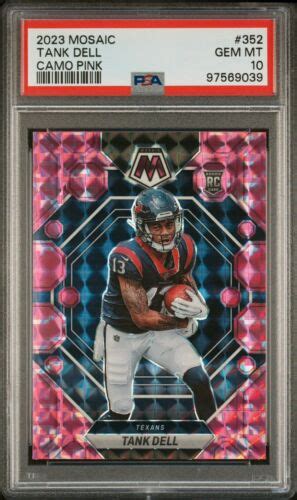 2023 Panini Mosaic Tank Dell Pink Camo Prizm Rookie 352 RC Texans PSA