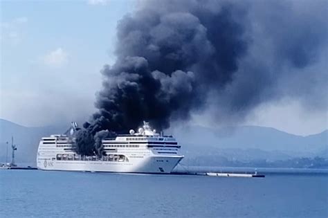 Cruise Ship The Msc Lirica Catches Fire Off Greek Coast