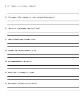 TCI Lesson Ancient Greece Study Guide Questions By Educator Life