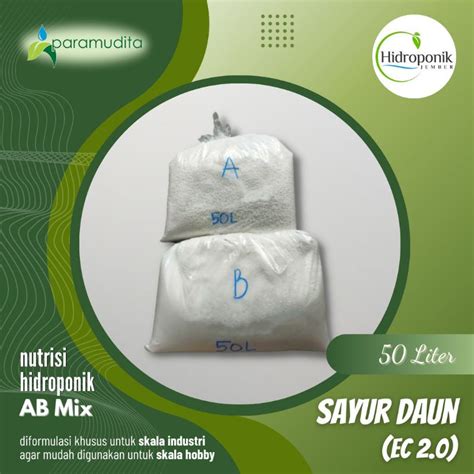 Jual Nutrisi Hidroponik Ab Mix Sayuran Daun 50 Liter Paramudita