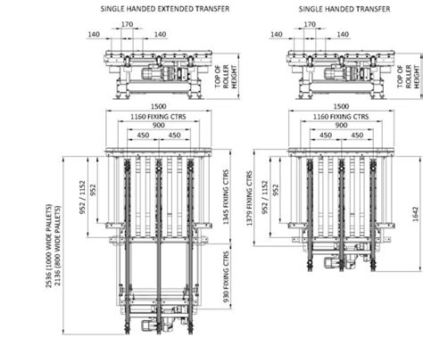 Painted Steel Pallet Handling Conveyor Single Chain Transfer