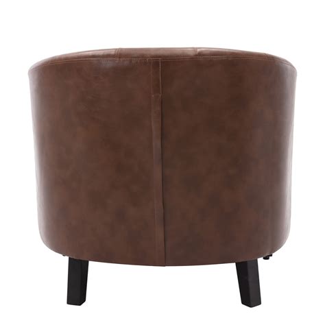 Rowan Leather Tufted Barrel Club Chair Dark Brown Pier 1