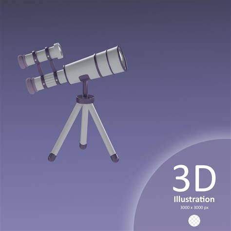 Psd telescopio icono aislado 3d render ilustración Archivo PSD Premium