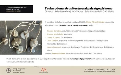 Taula rodona al CoAC Demarcació de Lleida Arquitectura al Paisatge