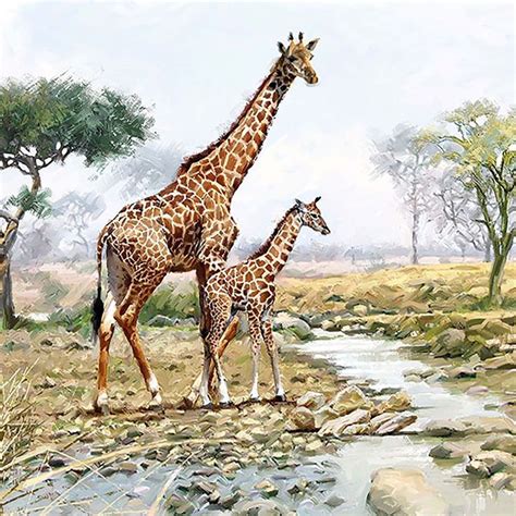 Decoupage Napkins Giraffe And Calf Giraffe Napkins Mother Day Paper