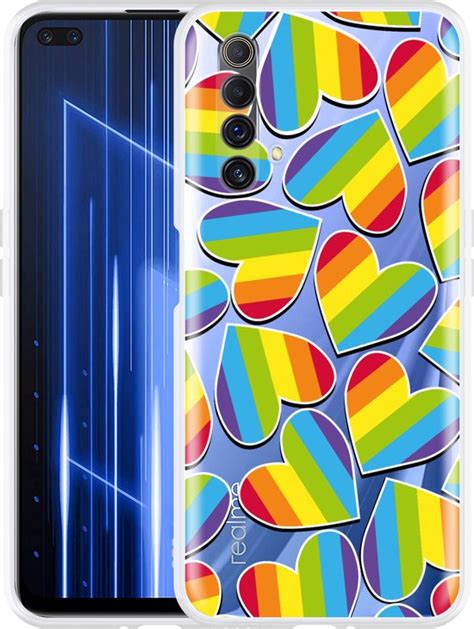 Realme X Hoesje Regenboog Hartjes Designed By Cazy Bol