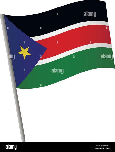 South Sudan Flag Icon National Flag Of South Sudan On A Pole Vector