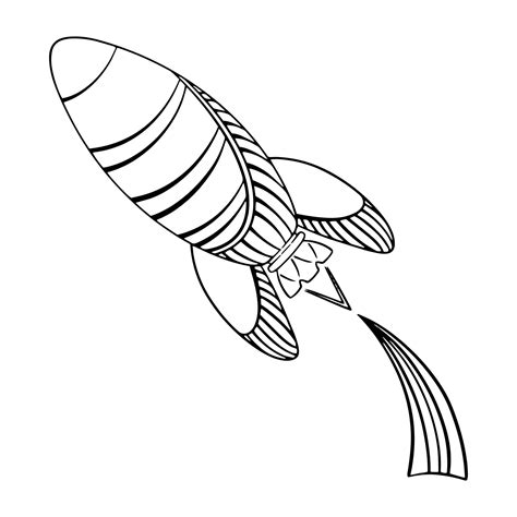 Outline space ship illustration. Rocket. Isolated on white background ...