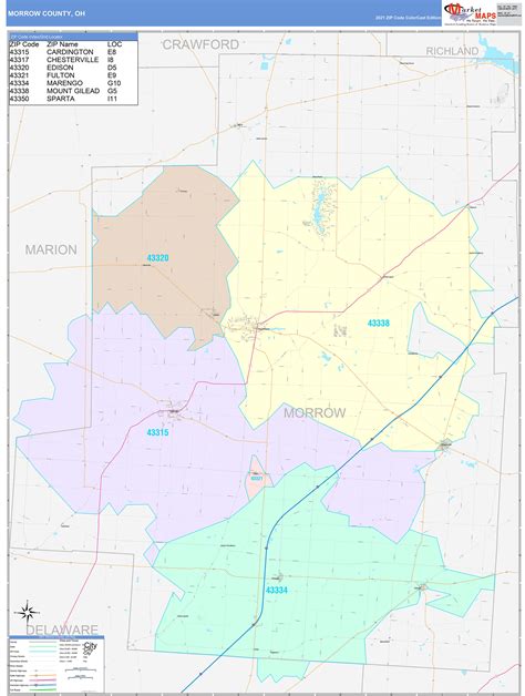 Morrow County, OH Wall Map Color Cast Style by MarketMAPS