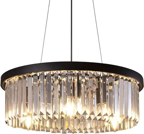 Wellmet Modern Crystal Chandelier For Dining Room 6 Lights Black