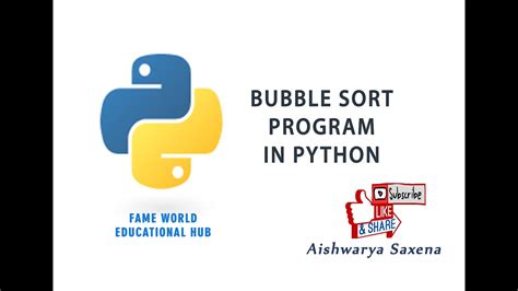 51 Bubble Sort Using Python Python Programming Youtube