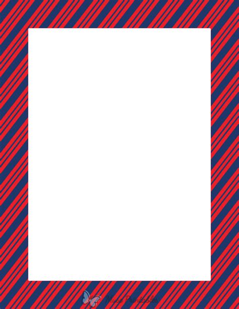 Printable Navy Blue And Red Peppermint Stripe Page Border