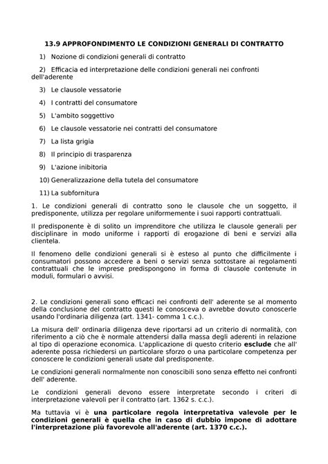 Le Condizioni Generali Di Contratto Approfondimento Le