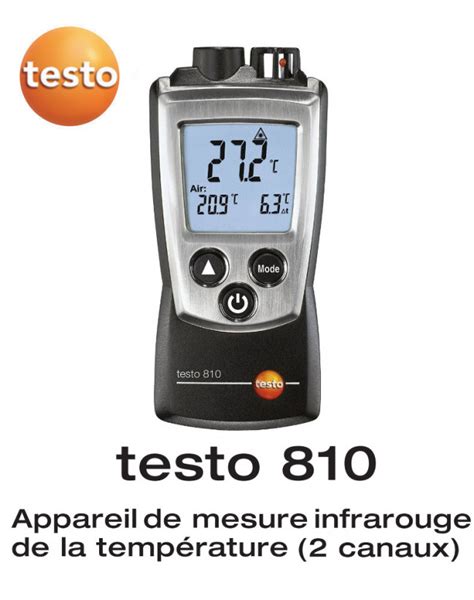 Testo 810 Thermomètre 2 canaux pour température ambiante et IR