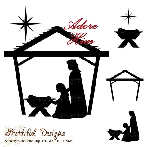 Nativity Silhouette Clip Art Christmas Clipart for Commercial Use - Etsy