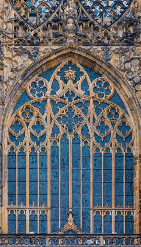 Stained Glass Window In St Vitus Cathedral In Prague Stock Image Image Of Cathedral Prague